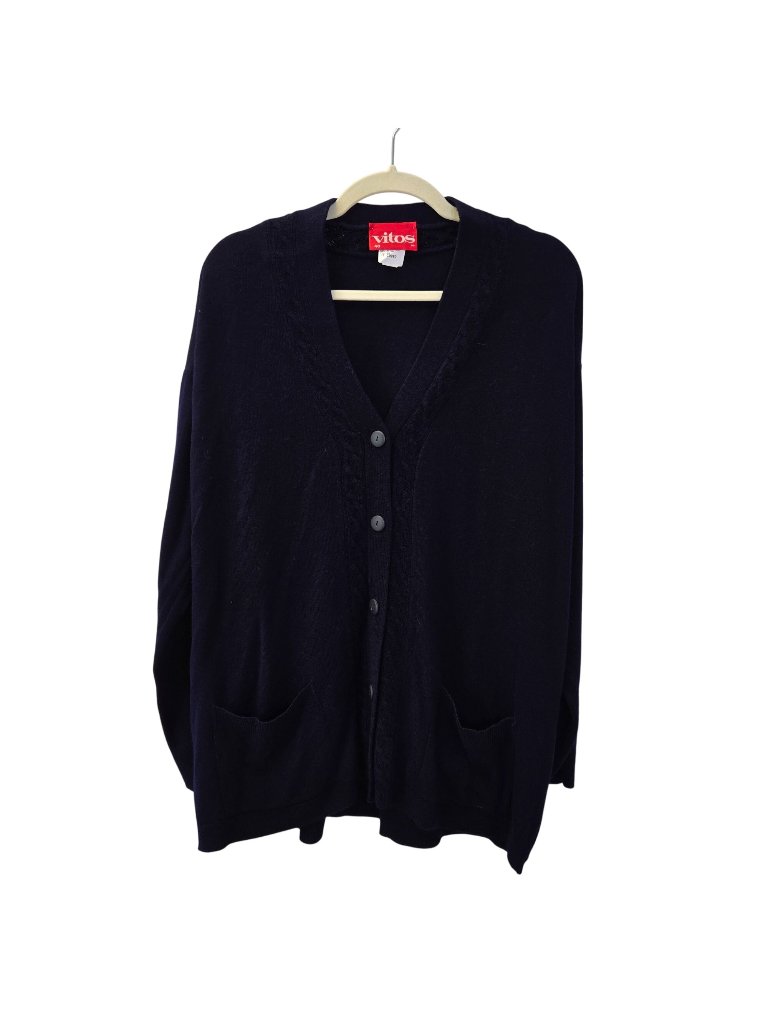 Nwt Vitos Cable Knit Trim Cardigan Sweater Size 40/Us Xl